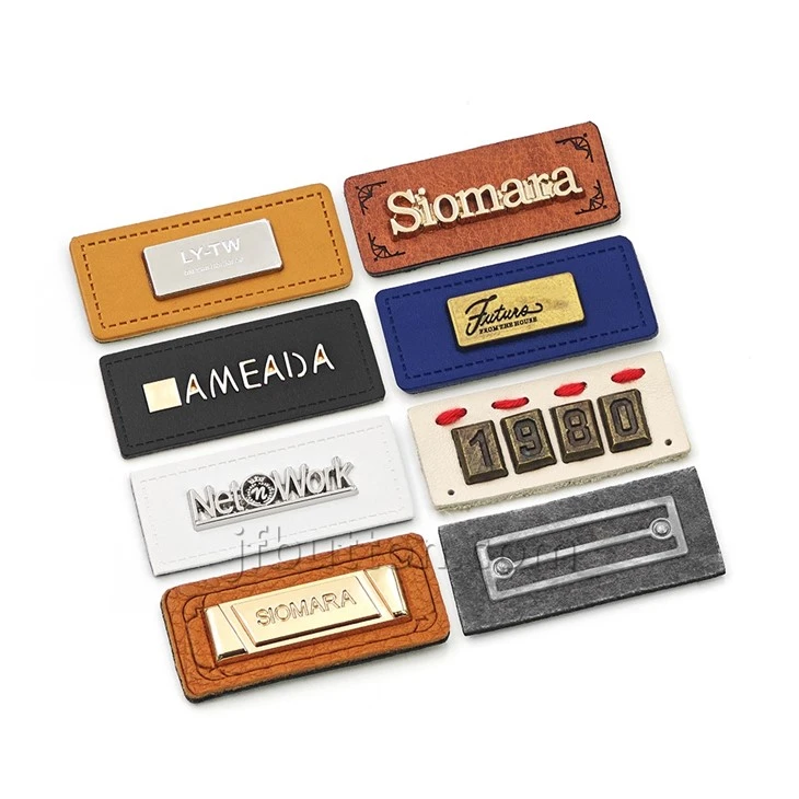 Custom Jeans Leather Label With Metal Tag