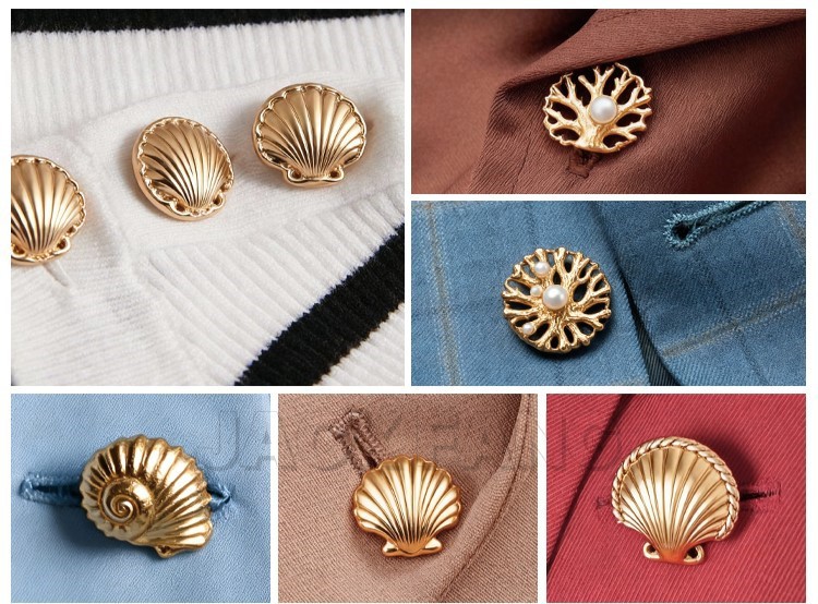 Decorative shank button application Decorative shank button application
